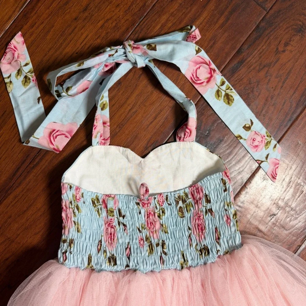 Dollcake 3 Cake Smash Floral Pink‎ Tulle Maxi Gown Dress Fancy Coquette Birthday